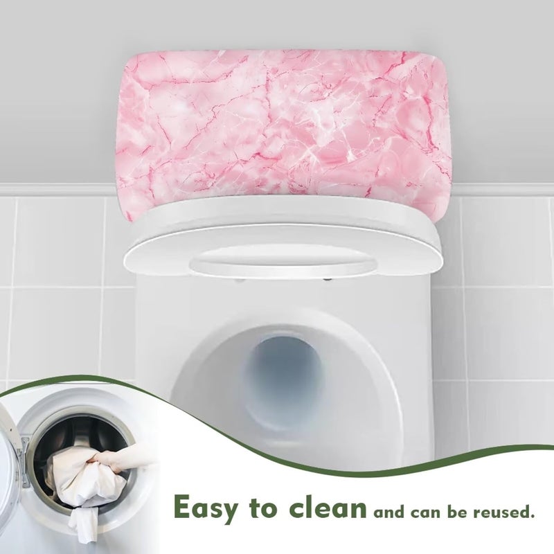 Tesivruno Marble Print Toilet Tank Lid Cover for Bathroom Universal Toilet Top Lid Protector with Elastic Bottom Keep Dust Stain Off Tanks, Pink - Image 4